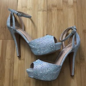 silver rhinestone heels